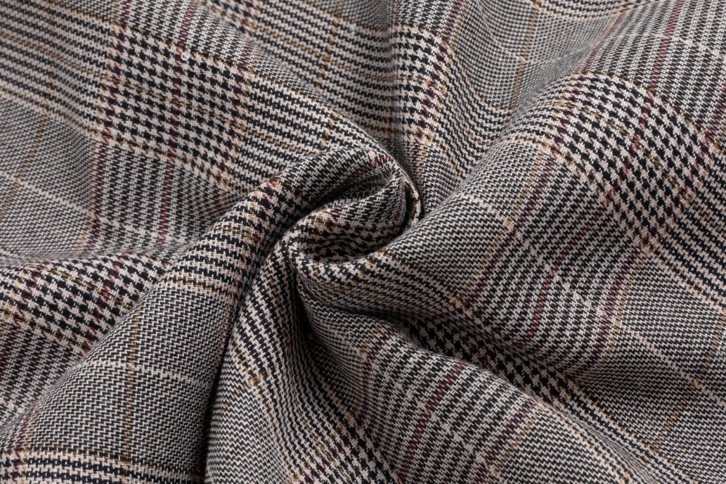 Brown Plaid Henstooth With Frayed Bottom