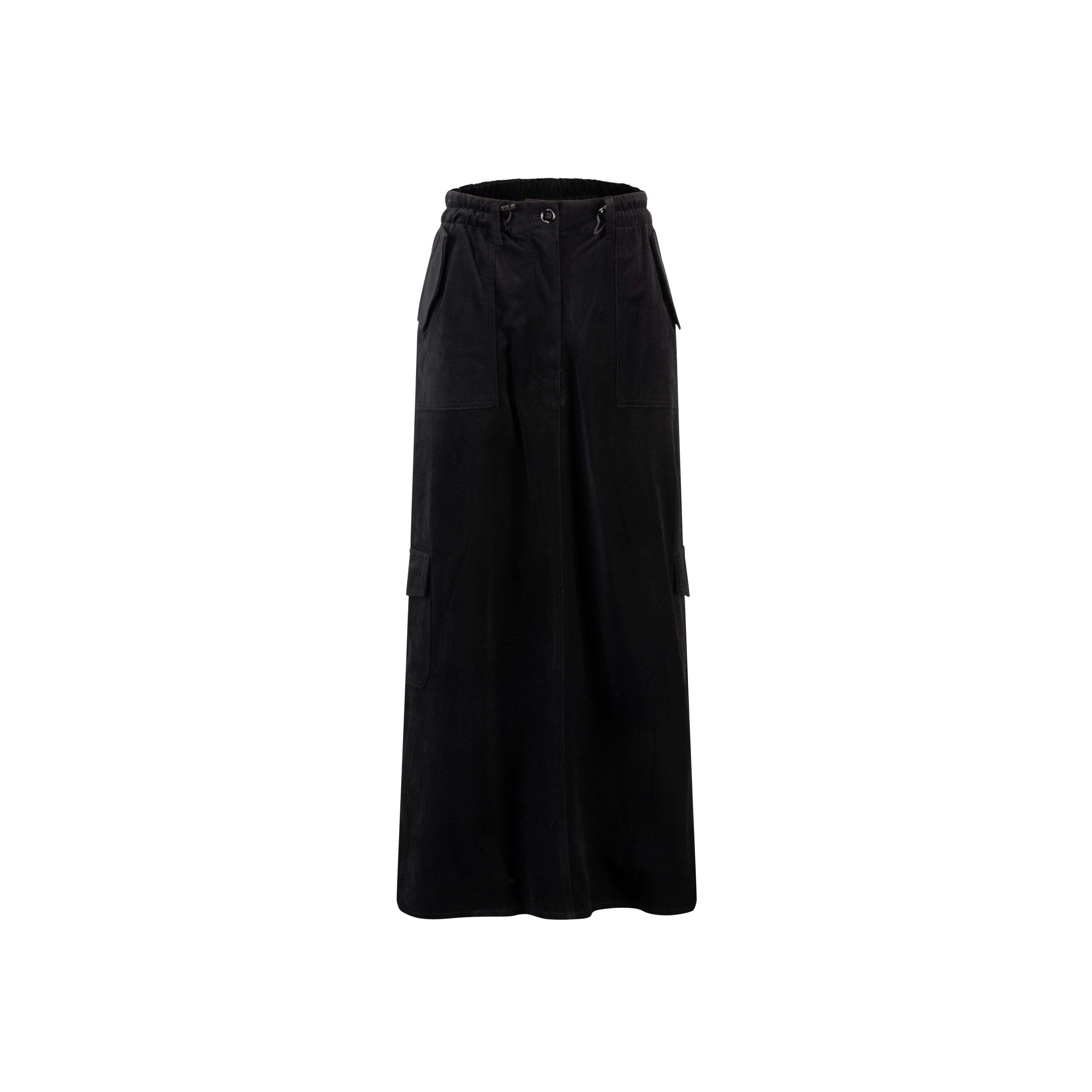 Black Multi Pocket Drawstring Skirt