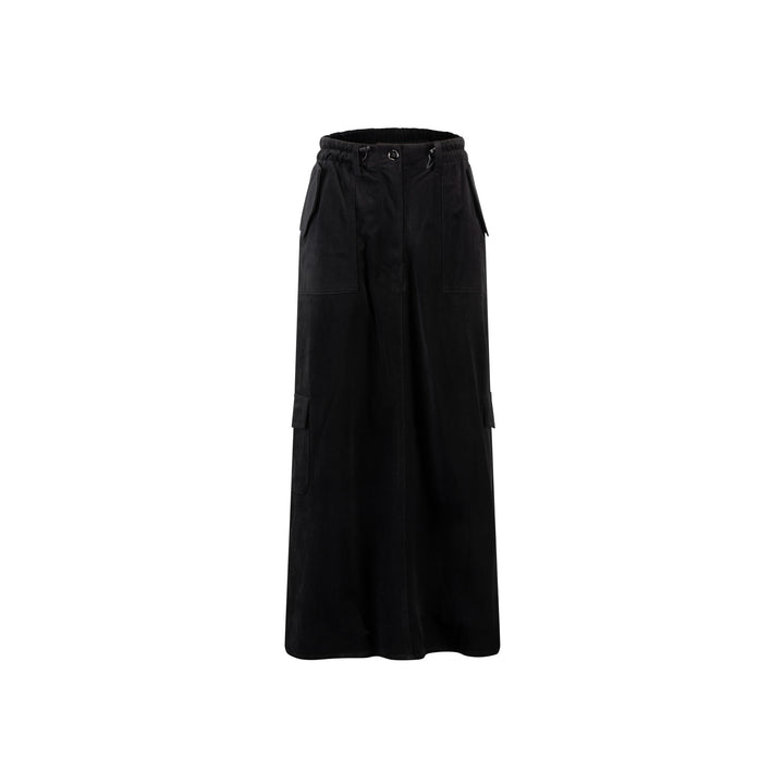 Black Multi Pocket Drawstring Skirt