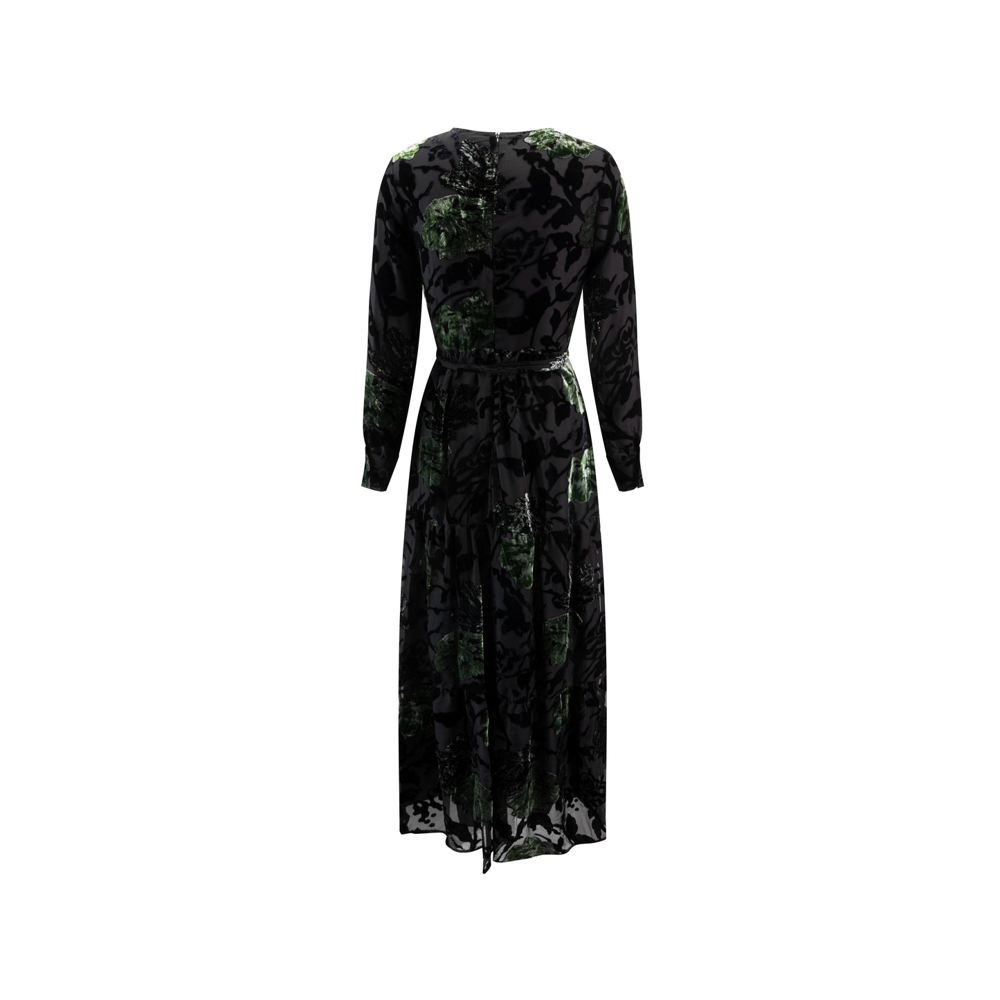 Black & Green Velvet Cutting Layer Dress