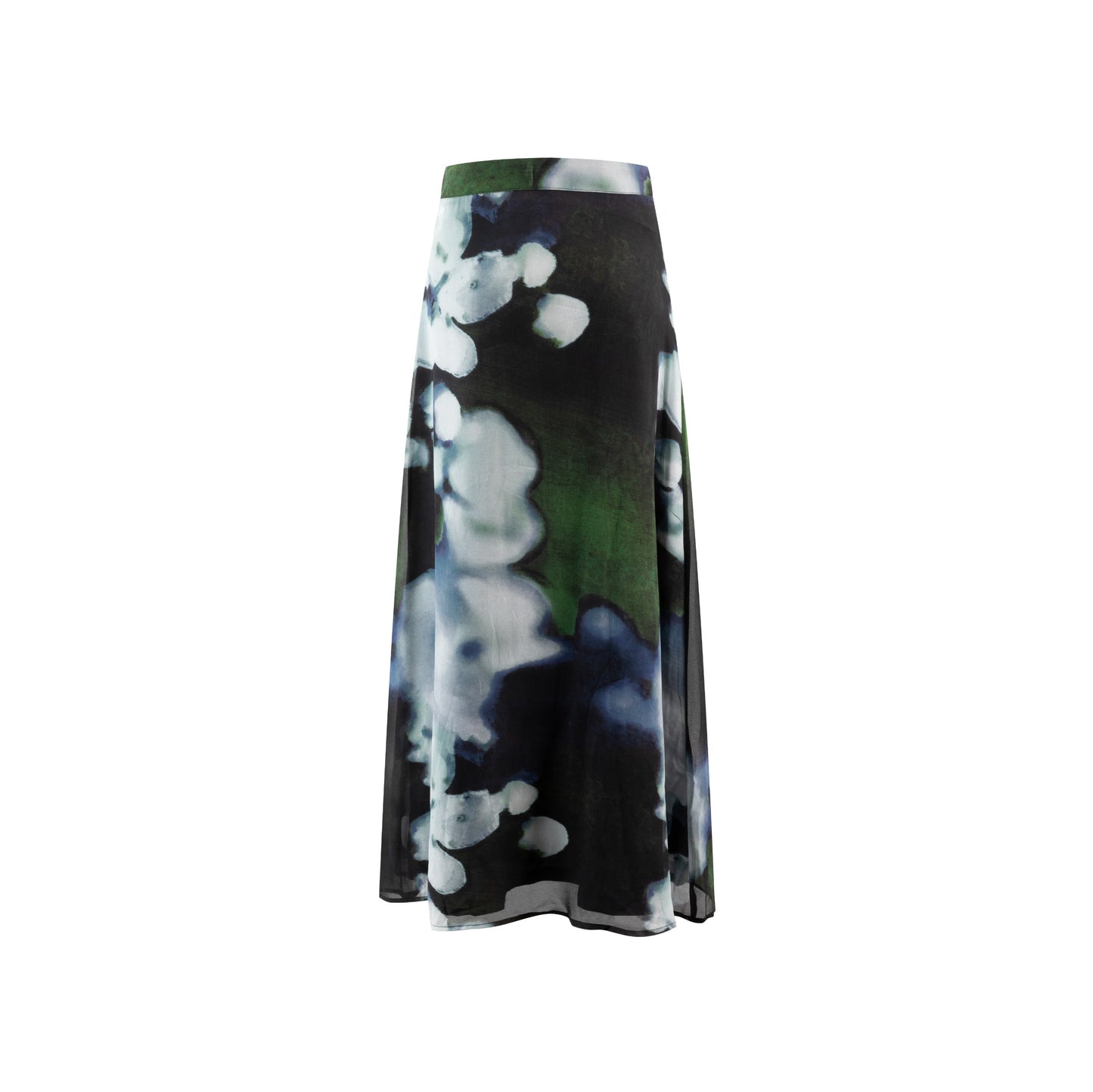 Green And Blue Chiffon Printed Skirt