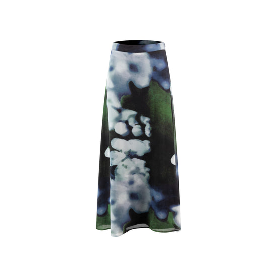 Green And Blue Chiffon Printed Skirt