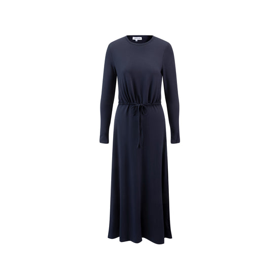 Navy Fake Two Piece Hoody Drawstring Knit Dress