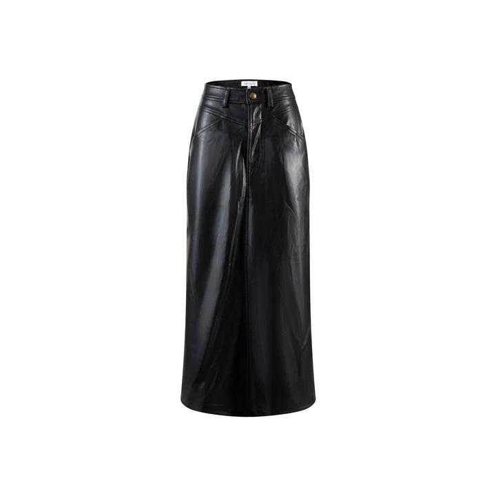 Black Leather Skirt - WW4746S-B