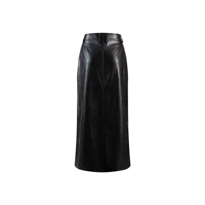 Black Leather Skirt - WW4746S-B