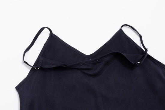 Navy Thin Suede Slip Dress