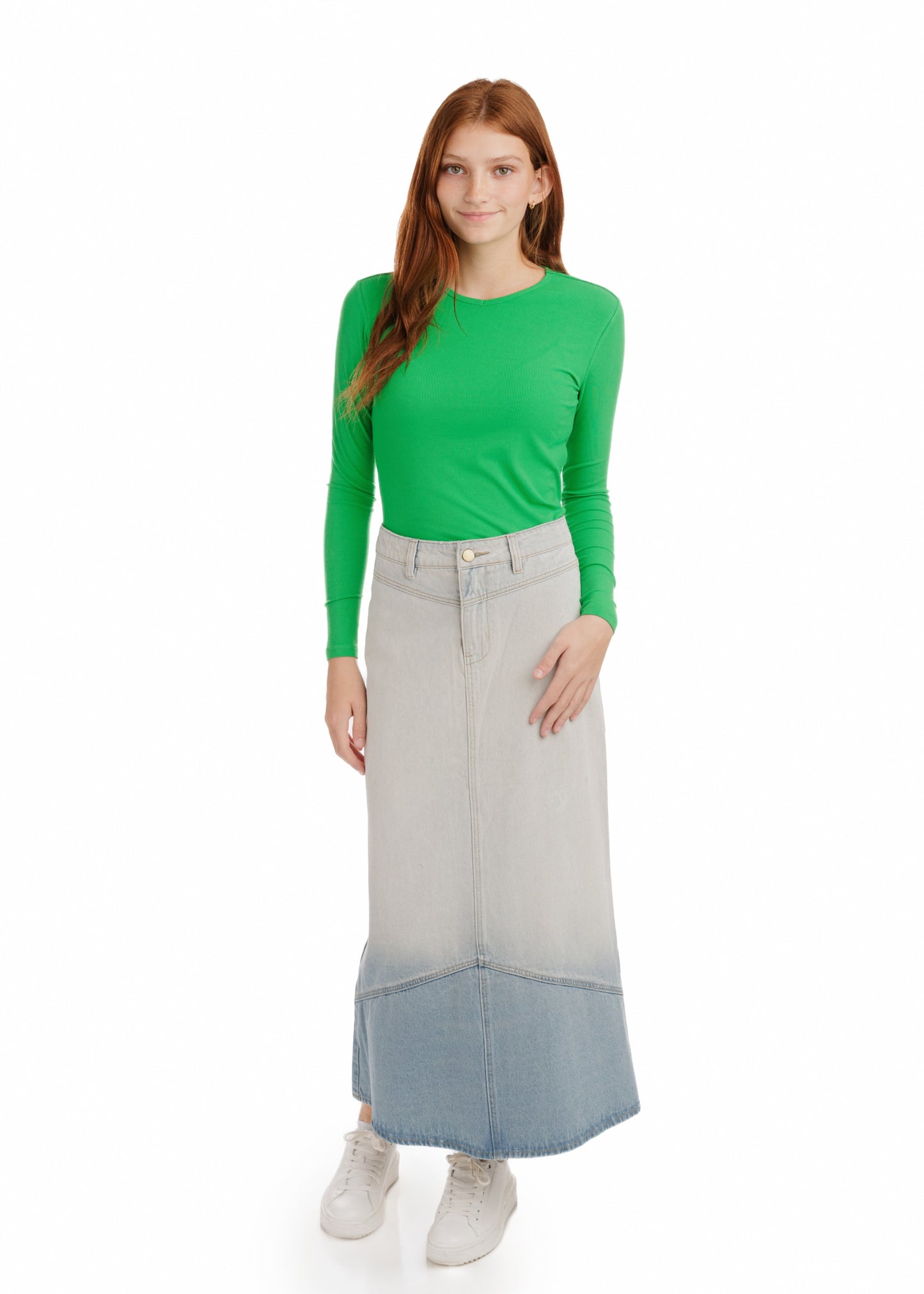 Ombre Denim Skirt - Light Grey/Ombre