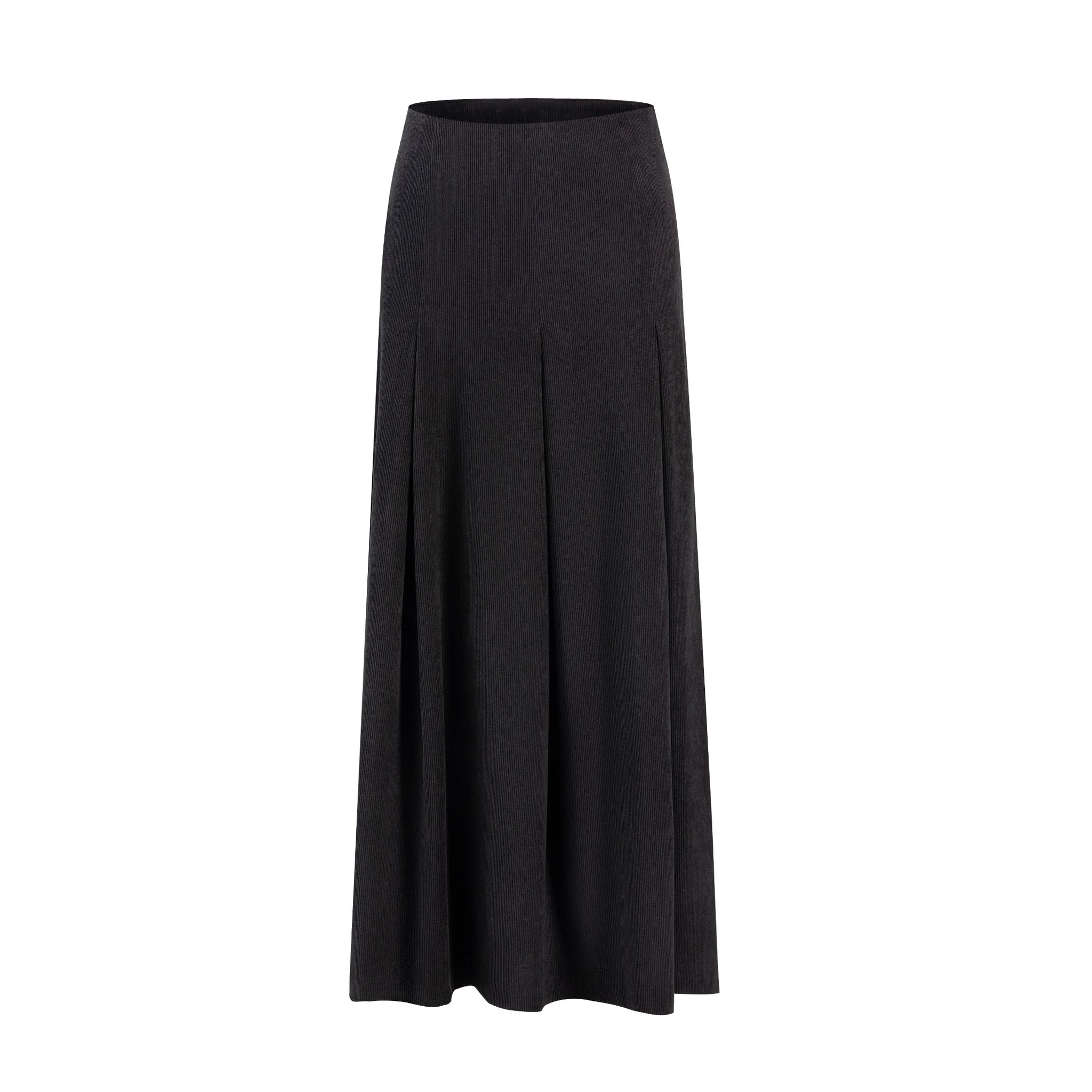 Black Courderoy Pleated Skirt