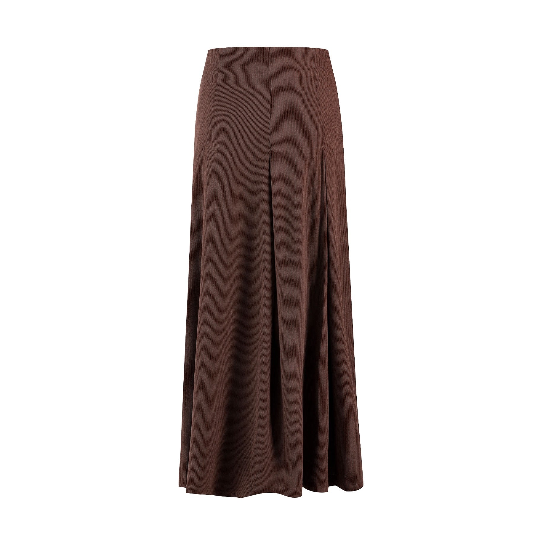 Brown Courderoy Pleated Skirt