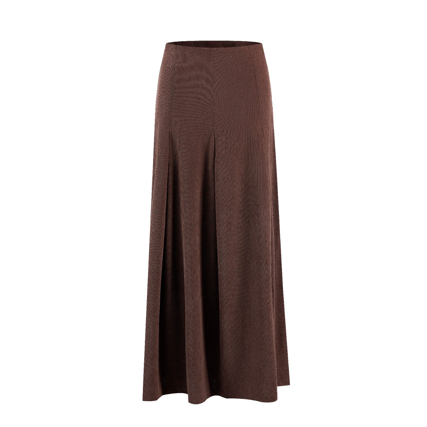 Brown Courderoy Pleated Skirt