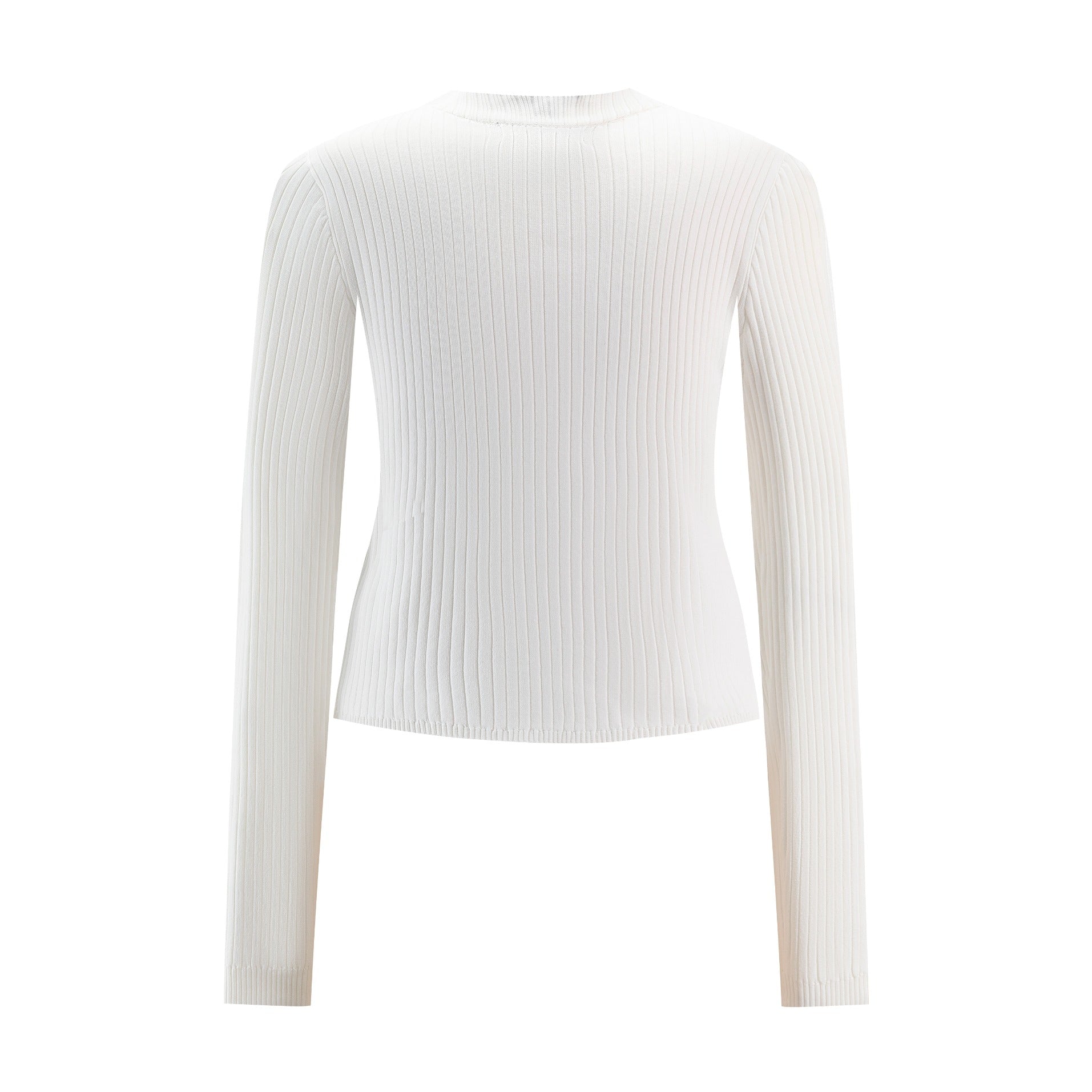 Polish Knit Ribbed Ivory Cardigan Top - TW4355T-B