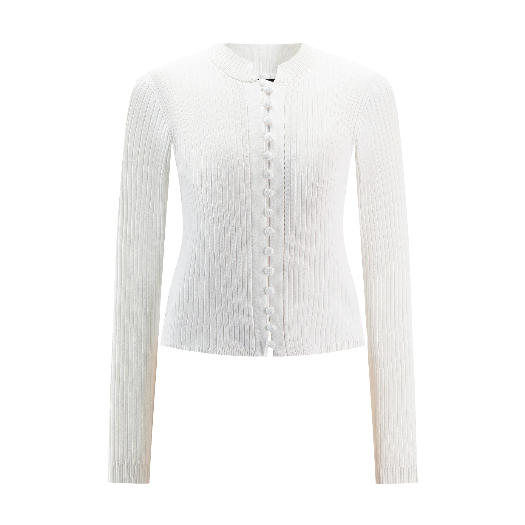 Polish Knit Ribbed Ivory Cardigan Top - TW4355T-B