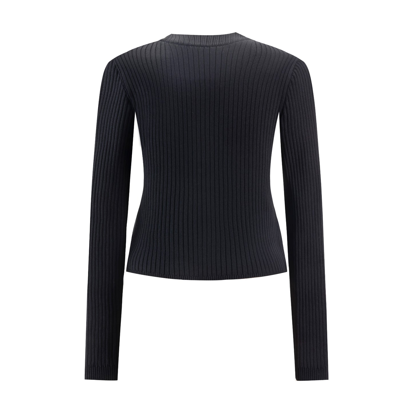 Polish Knit Ribbed Black Cardigan Top