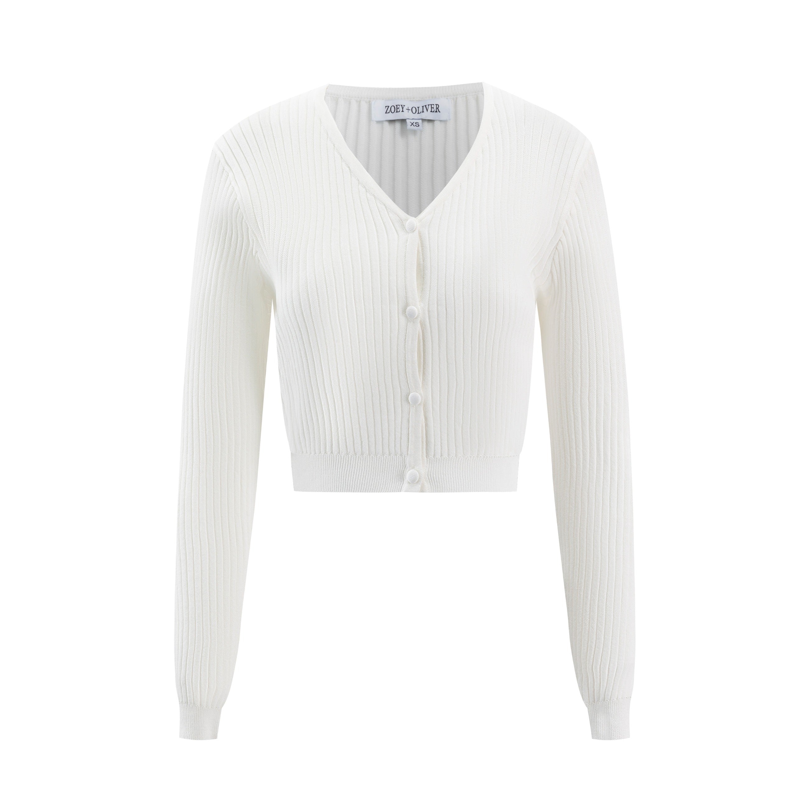 Ivory Ribbed Knit Cardigan