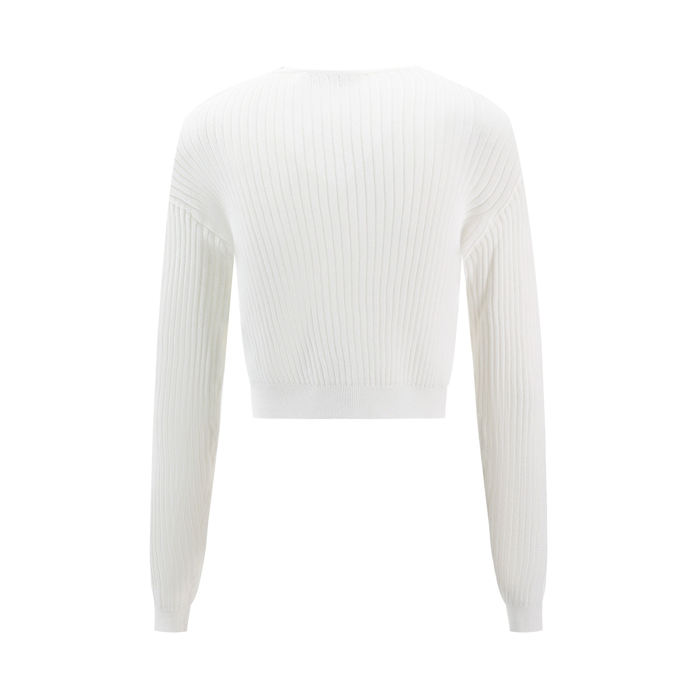 Ivory Ribbed Knit Cardigan