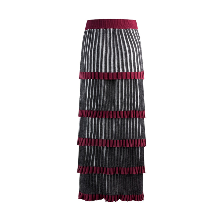 Ribbed Tiered Knit Skirt