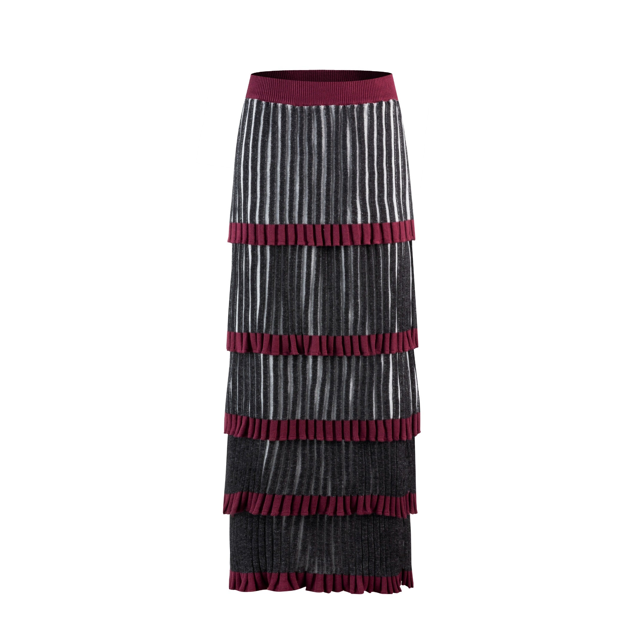 Ribbed Tiered Knit Skirt