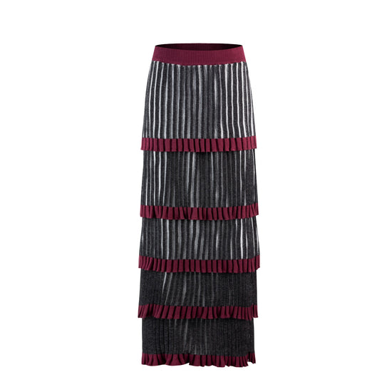 Ribbed Tiered Knit Skirt