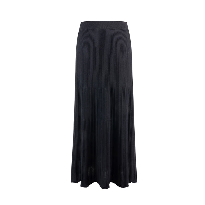 Black Metalic Button Down Skirt