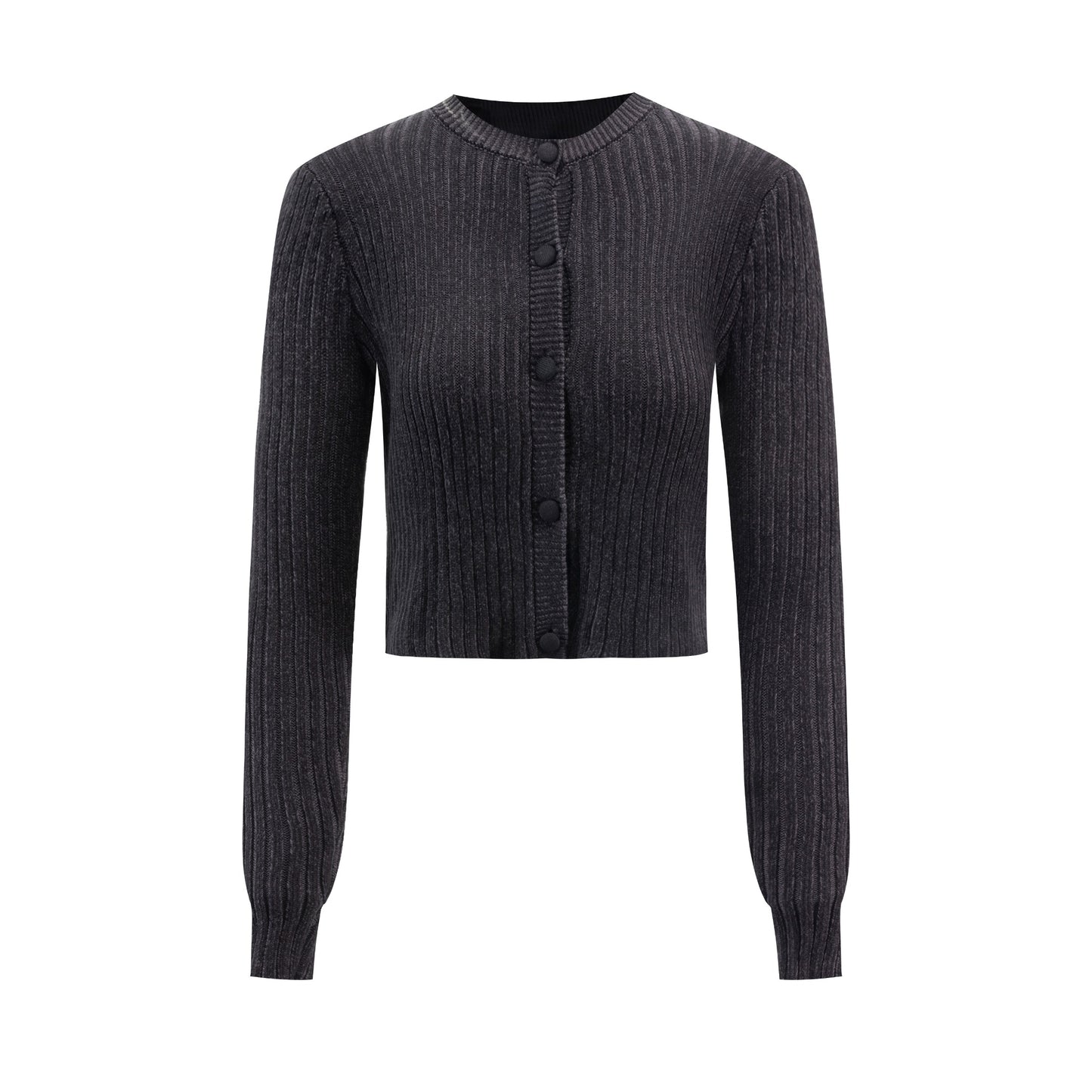 Off Black Big Ribbed Knit Cardigan