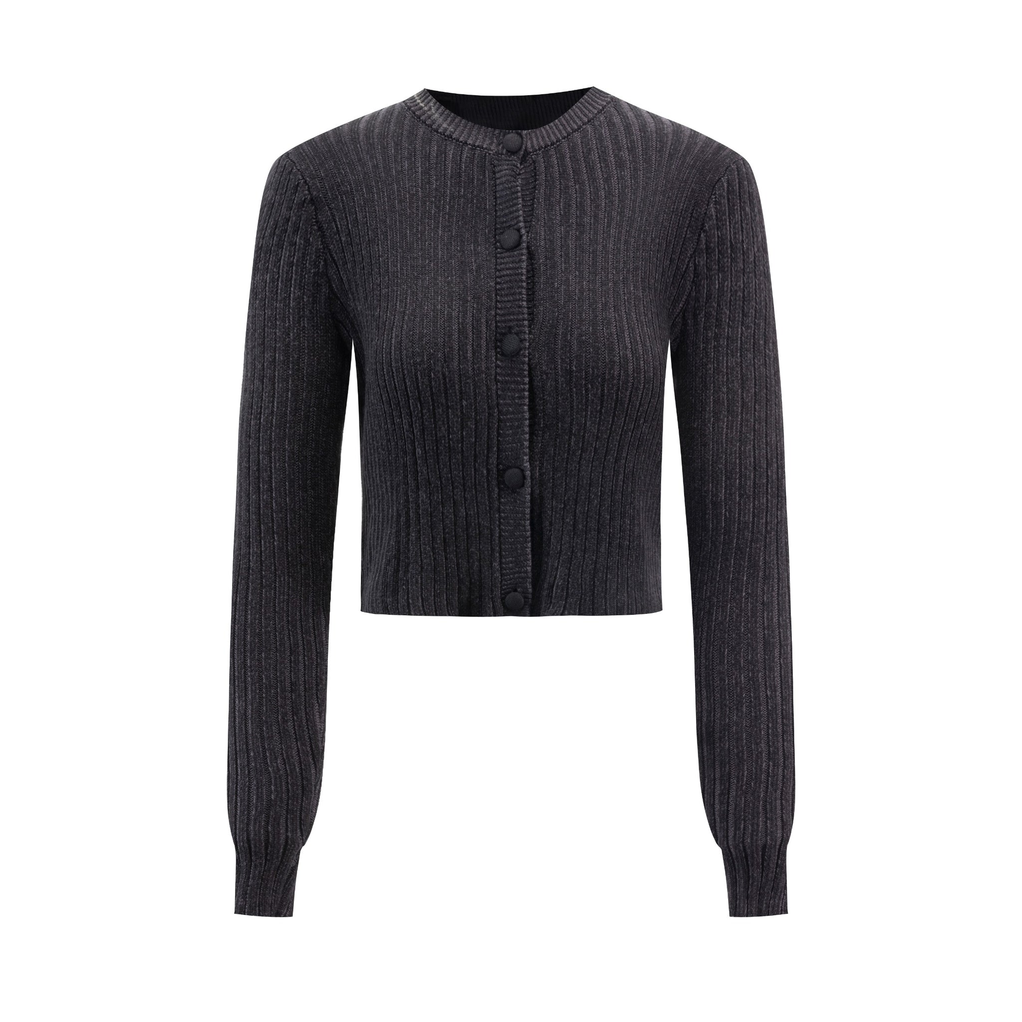 Off Black Big Ribbed Knit Cardigan