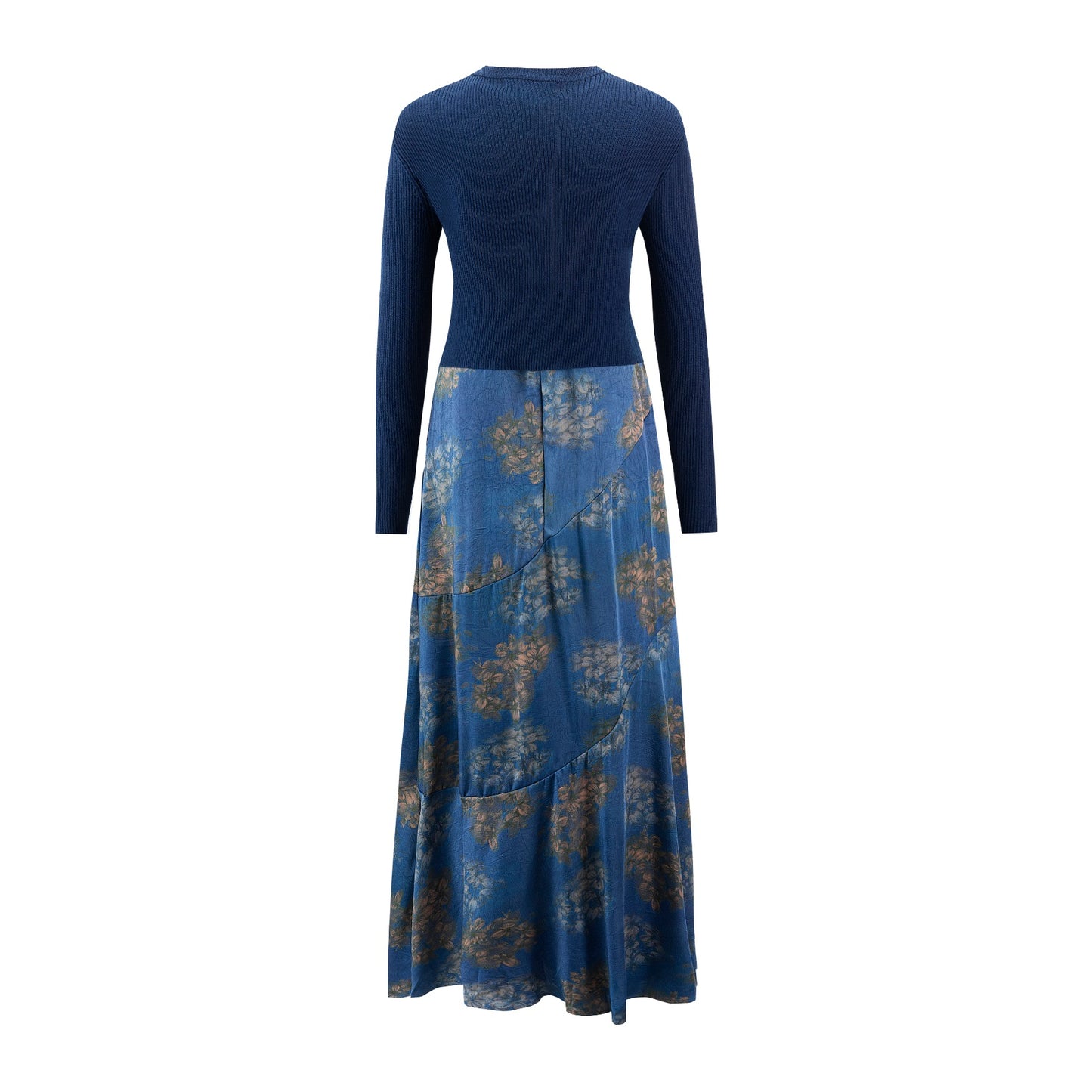 Blue Printed Jumper With Knit Overlay