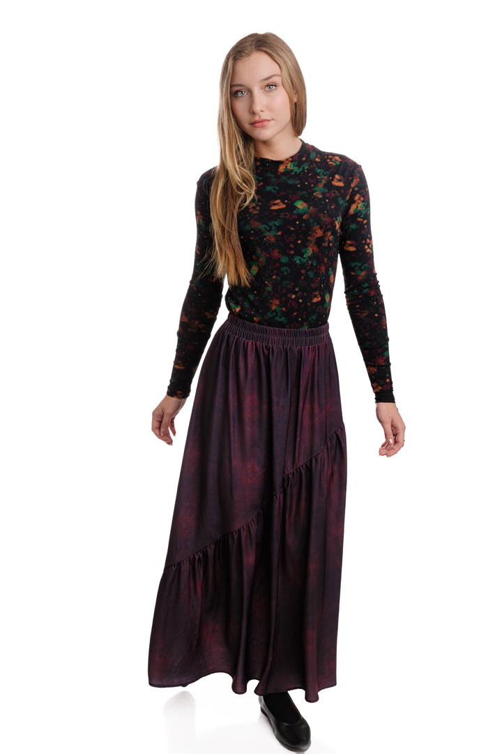 Marroon Printed Skirt