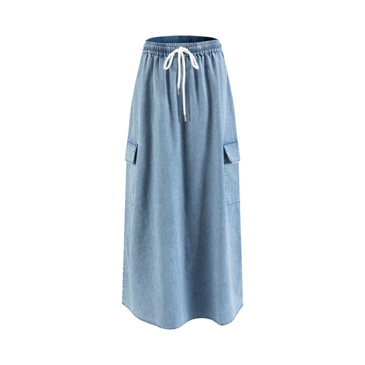 Light Blue Denim Cargo Skirt