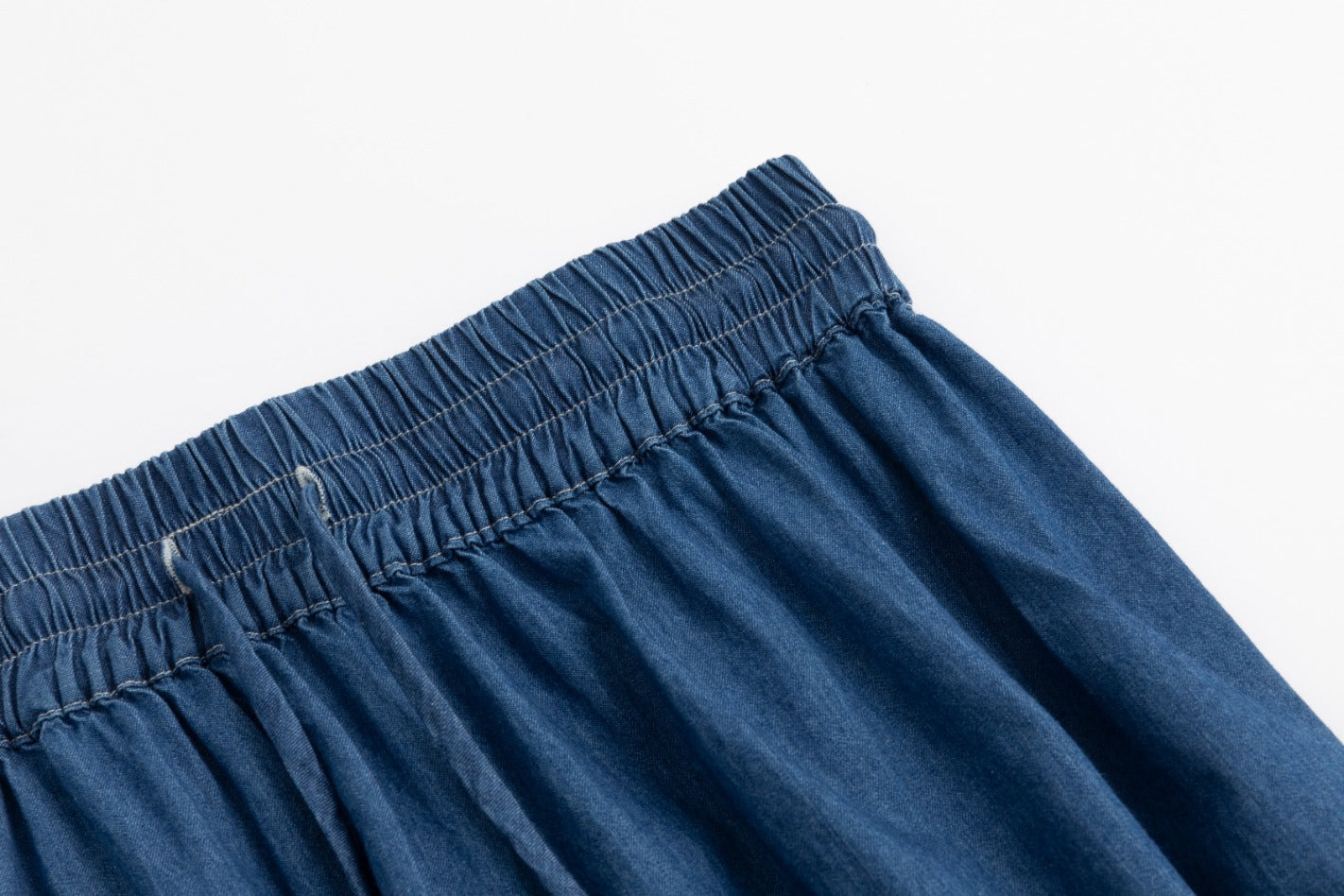 Blue Denim Layer Skirt With Tassels