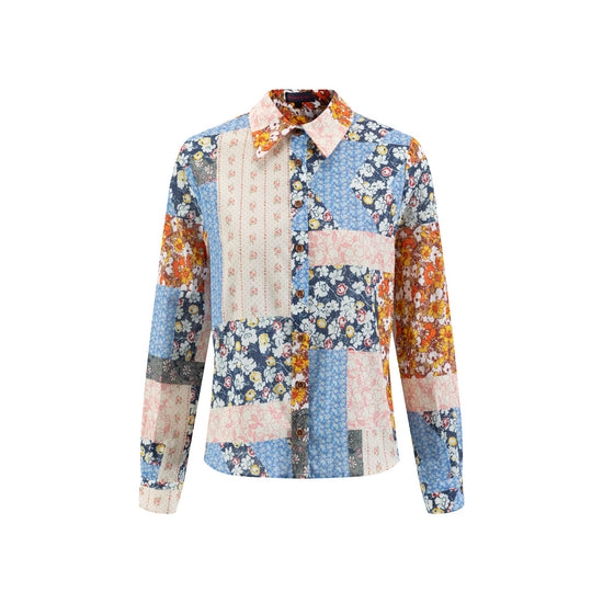 Multicolor Patchwork Printed Shirt Top