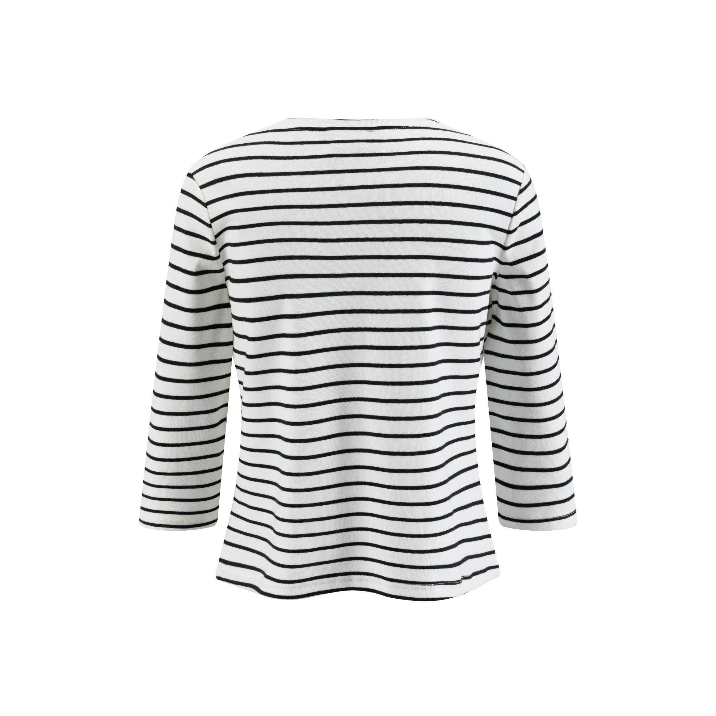 Black/White Stripes Pink Embroidery Knit Top