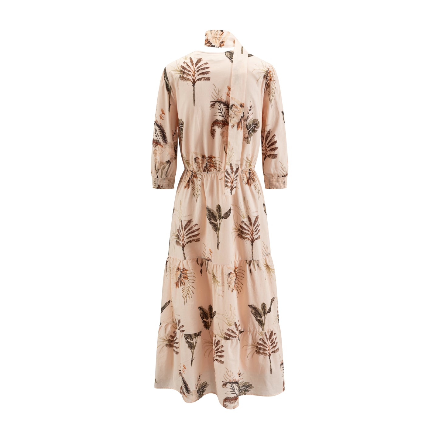 Pink Base Plants Printed Layer Dress