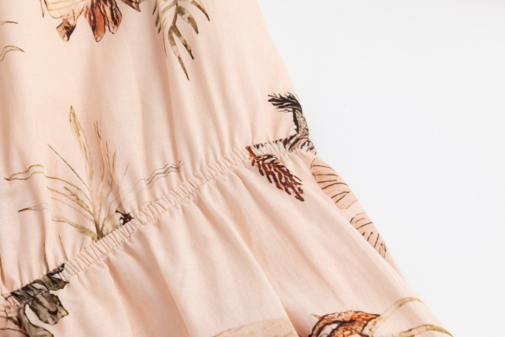 Pink Base Plants Printed Layer Dress