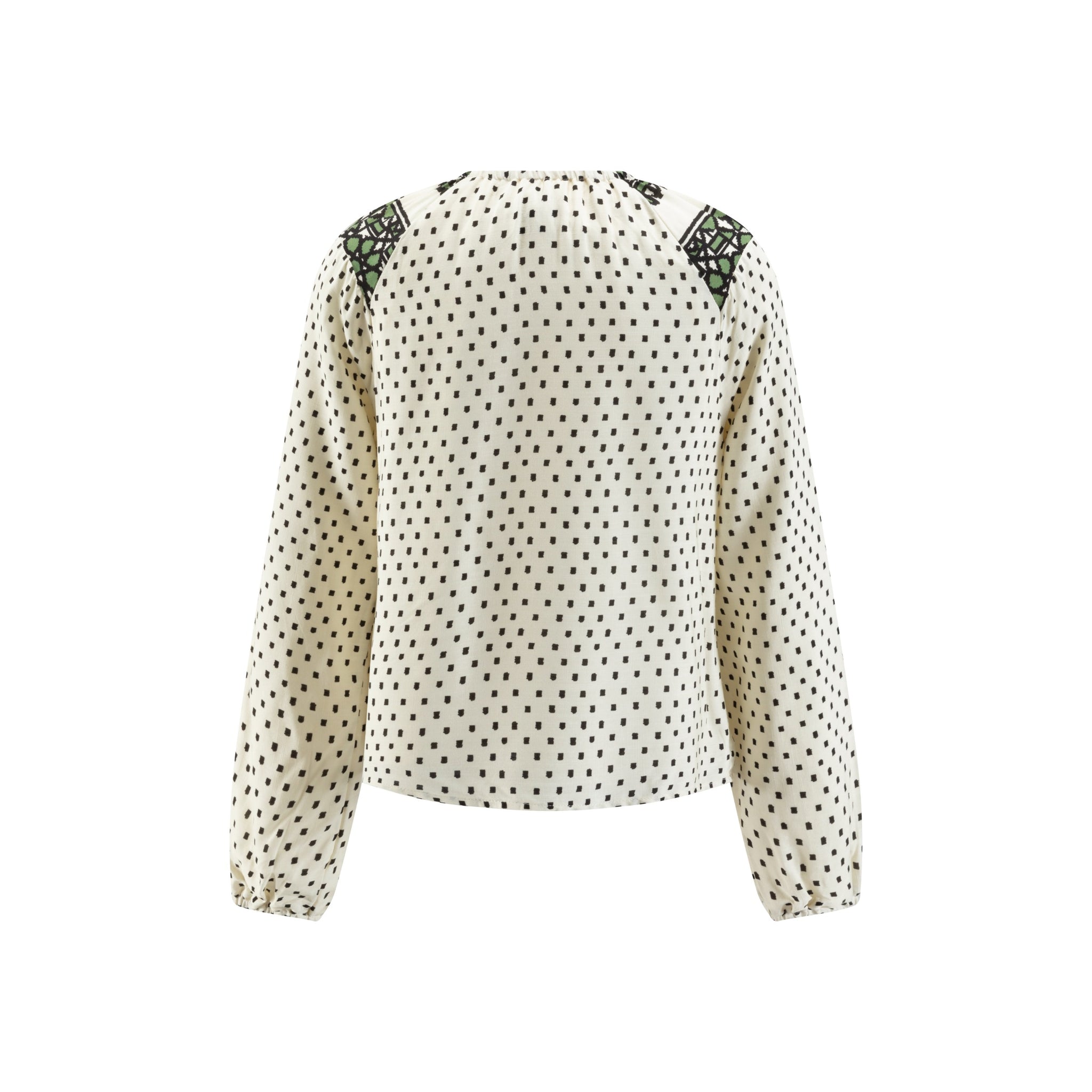 White Base Green Geometric Print Top