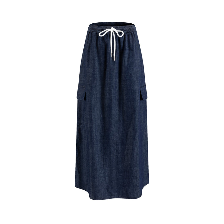 Dark Blue Denim Cargo Skirt