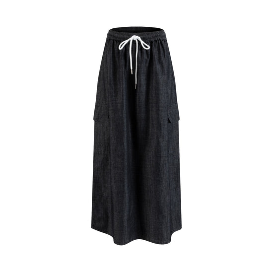 Black Denim Cargo Skirt - TS5073S-C