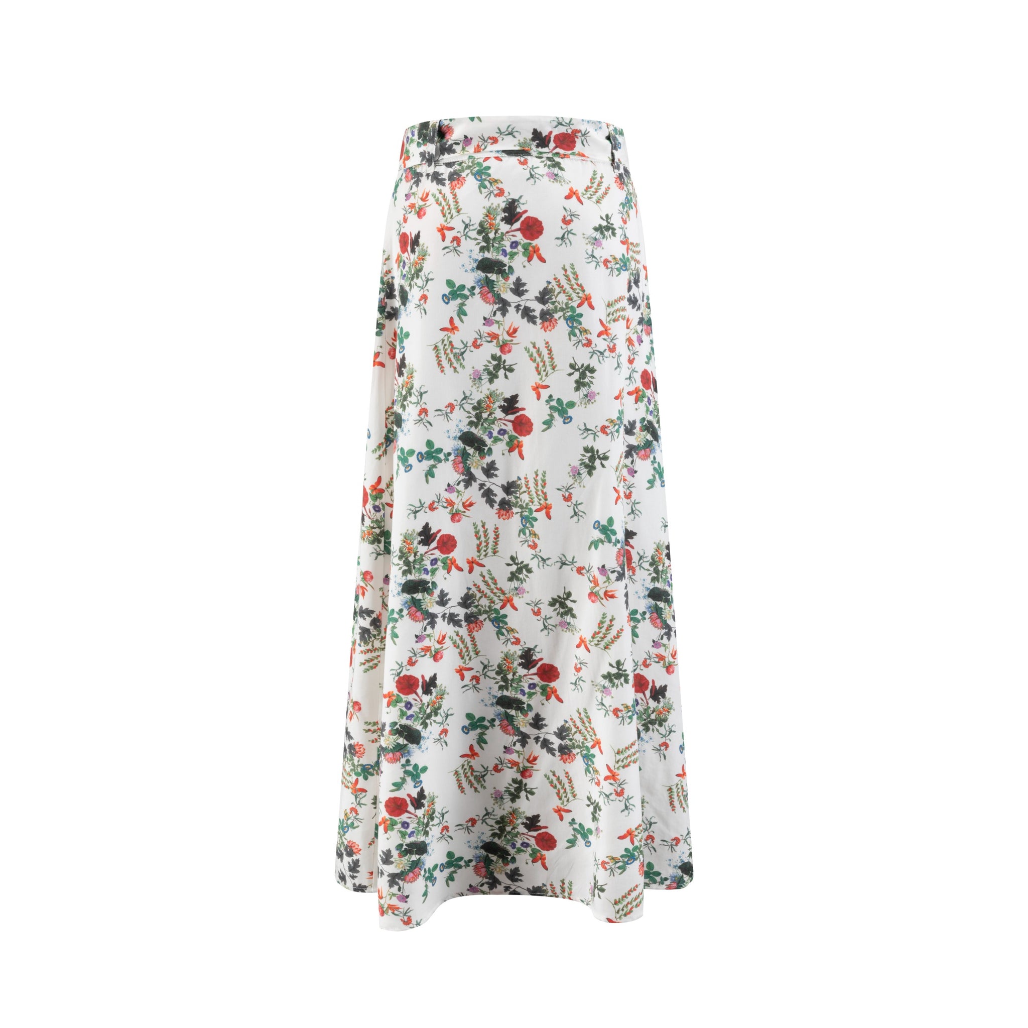 Multiflowereded Printed Ruffle Bottom Skirt