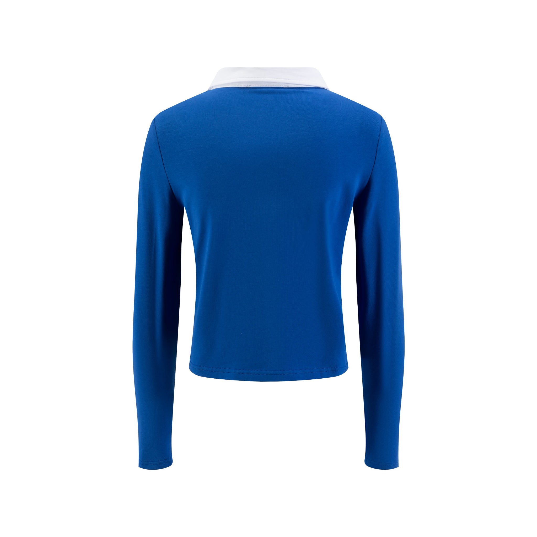 Royal Blue Base White Turn-Down Collar Top