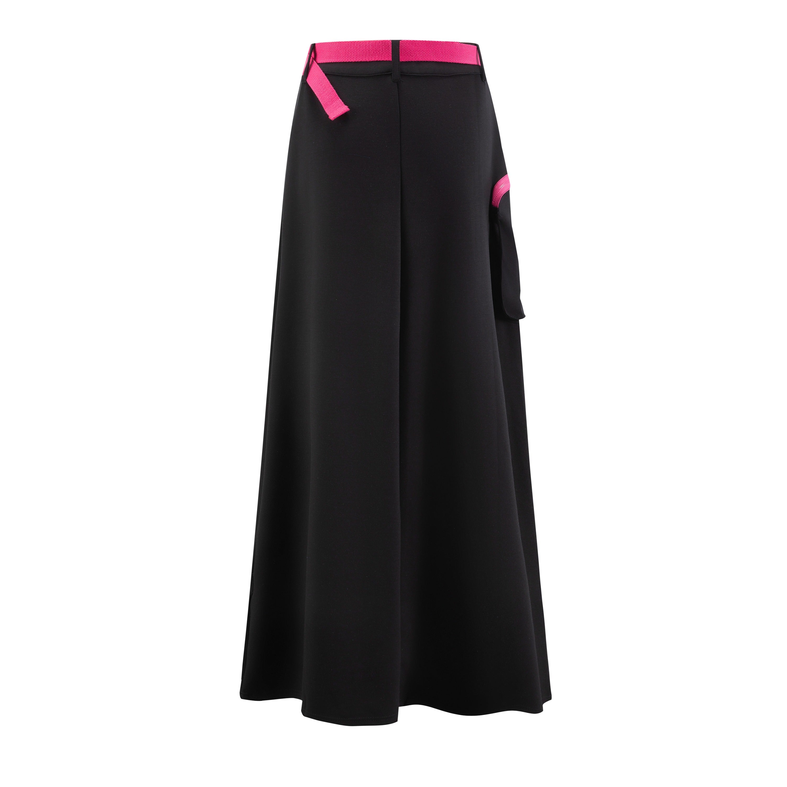 Black Skirt With Hot Pink Ribbon Belt