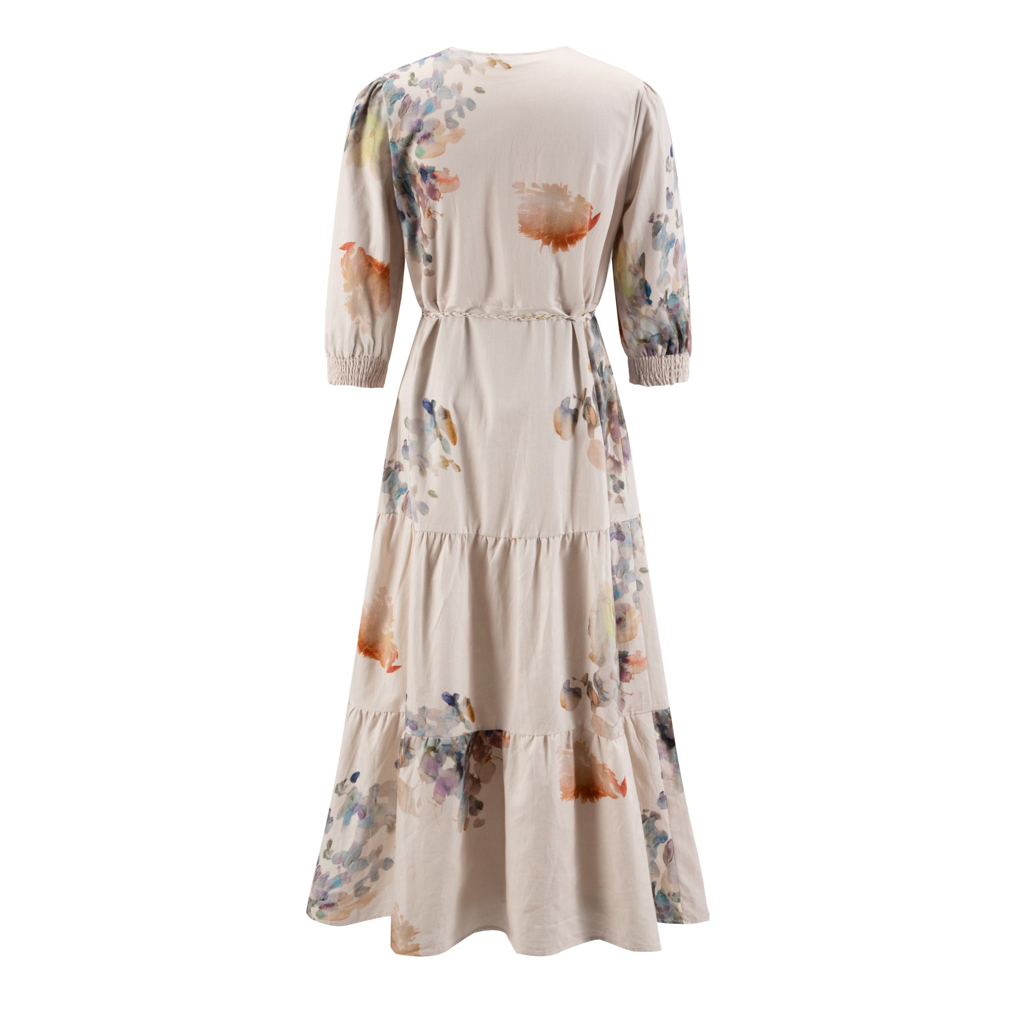 Beige Multicolor Printed Layer Dress