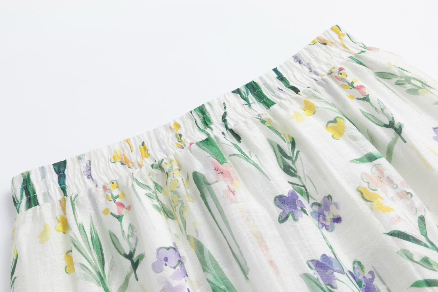 White Base Multicolor Plant Printed Layer Skirt