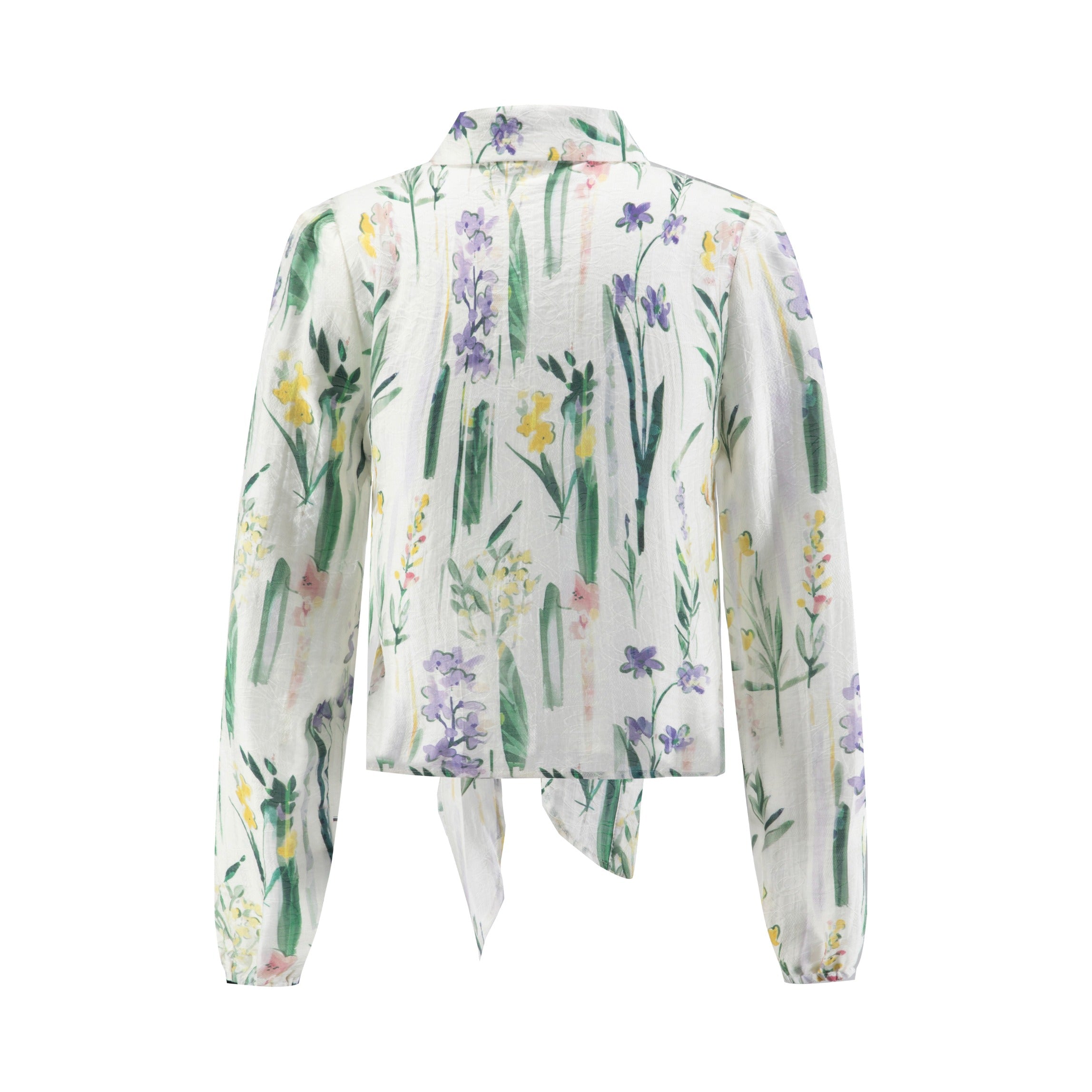 White Base Multicolor Plant Printed Top