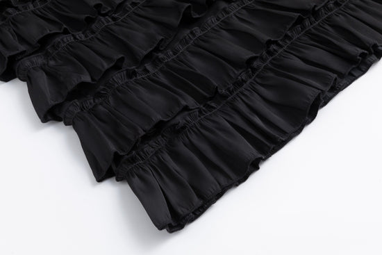 Black Satin Ruffle Cake Skirt