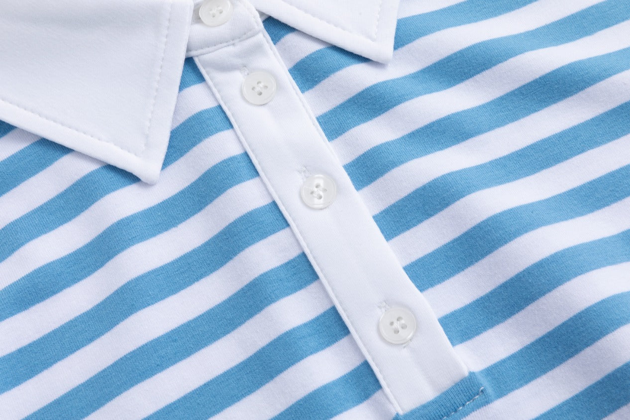 Blue/White Stripes Polo Top