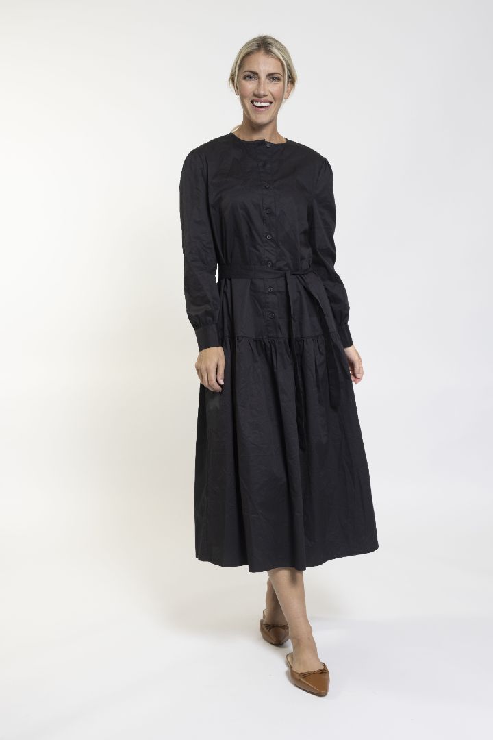 Black Front Button Dress