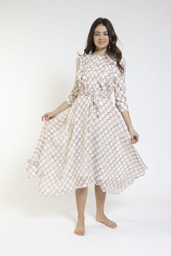 Ruffle In Side Front And Uneven Bottom Dress