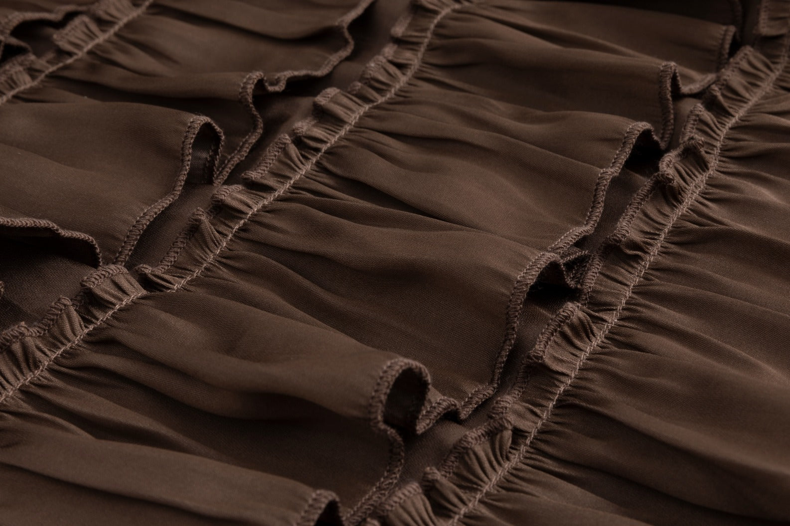 Brown Satin Ruffle Cake Skirt