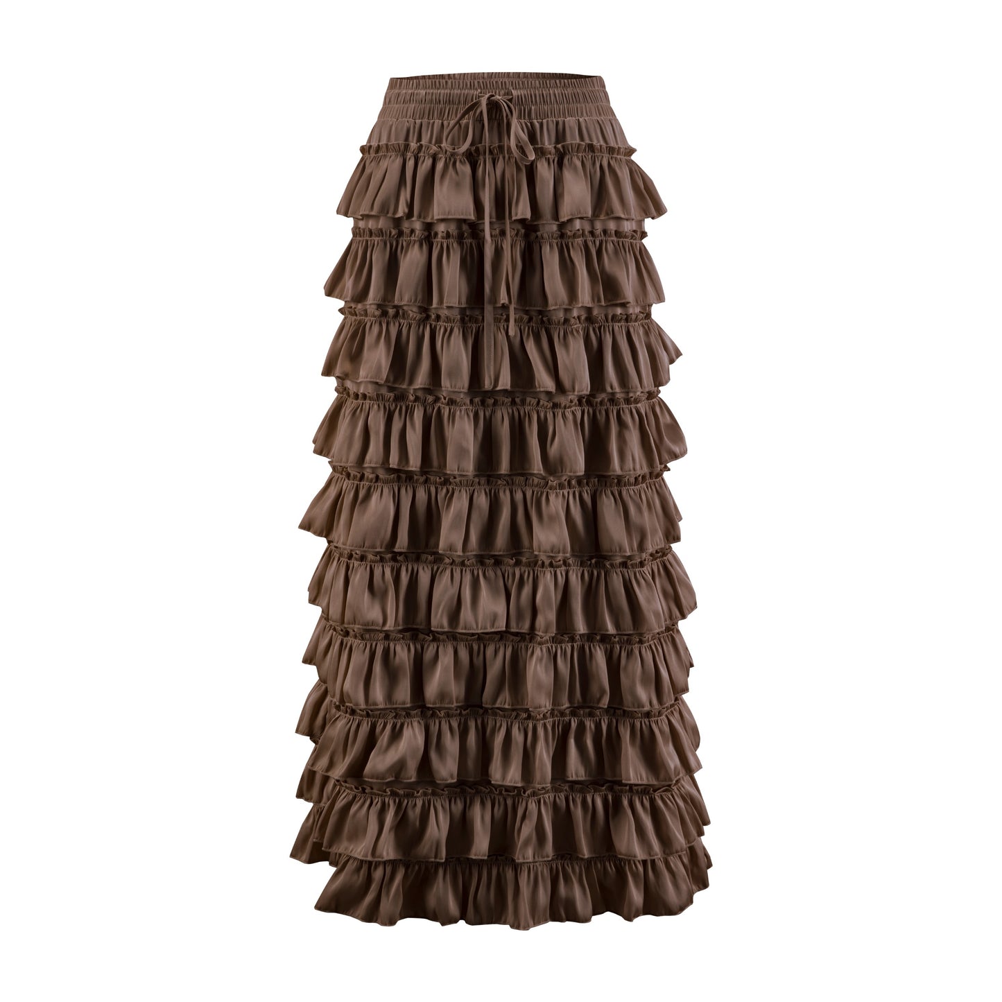 Brown Satin Ruffle Cake Skirt