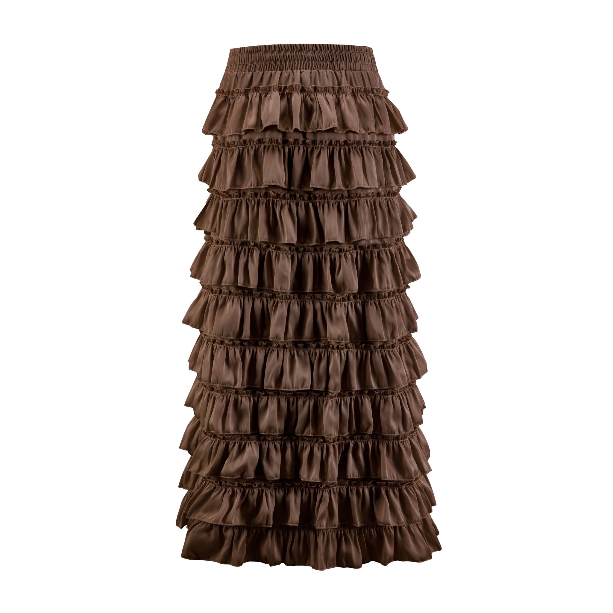 Brown Satin Ruffle Cake Skirt