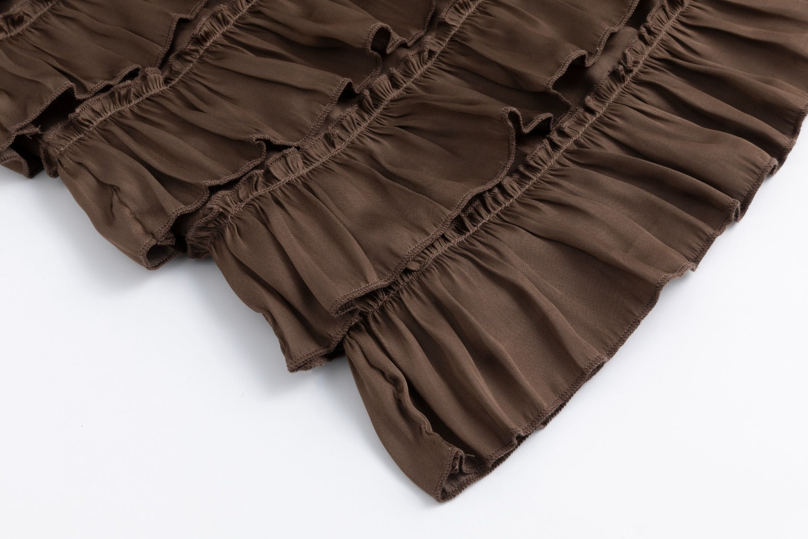 Brown Satin Ruffle Cake Skirt